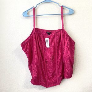Torrid Top Womens Size 4X Lace Corset Crop Pink New